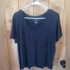 American Eagle Black Soft & Sexy V-Neck Shirt
